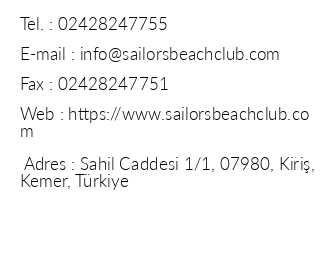 Sailor'S Beach Club iletiim bilgileri